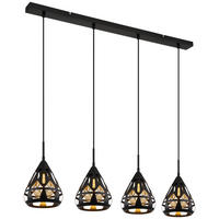 GLOBO Pendelleuchte schwarz Metall B/H/T: ca. 17x120x92 cm E27 4 Brennstellen HASSAN - schwarz (17,00/120,00/92,00cm) - GLOBO