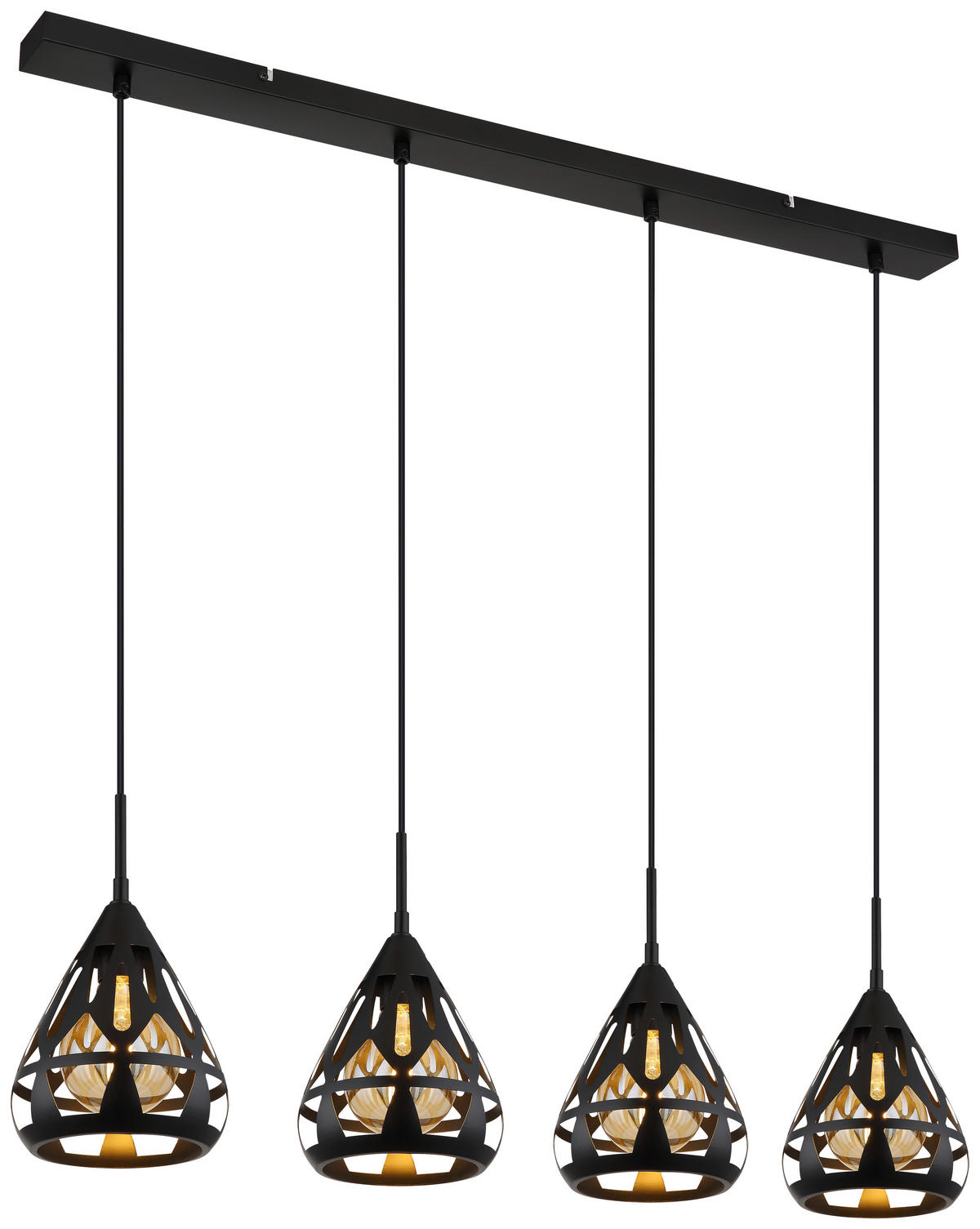 GLOBO Pendelleuchte schwarz Metall B/H/T: ca. 17x120x92 cm E27 4 Brennstellen HASSAN - schwarz (17,00/120,00/92,00cm) - GLOBO