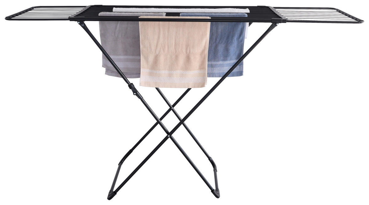 Flügelwäschetrockner silber Teleskop-Wäschetrockner - schwarz/silber (133,00/55,00/4,00cm)