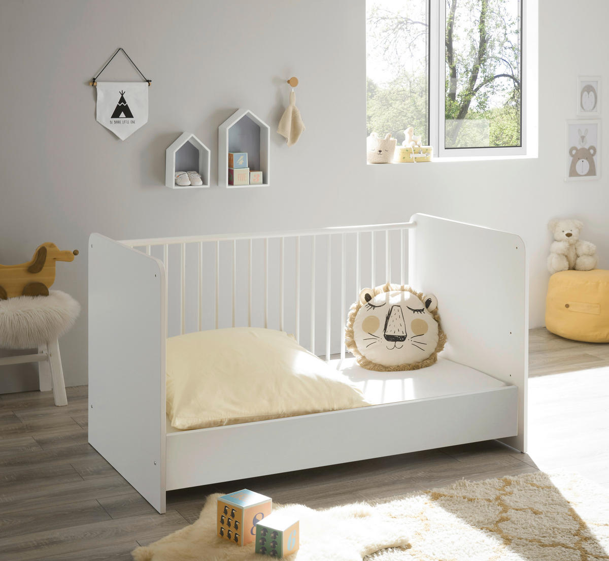 Babybett Alex weiß Graphit Liegefläche B/L: ca. 70x140 cm Alex - weiß/Graphit (70,00/140,00cm)