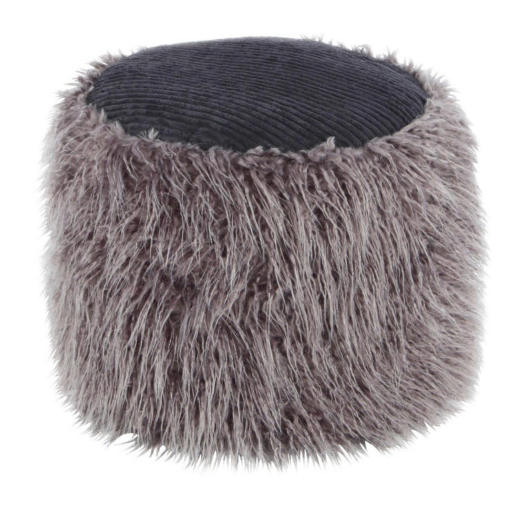 360 Living Hocker Bobtail 100 dunkelgrau schwarz Kord Kunstfell Styropor H/D: ca. 38x45 cm Bobtail 100 - schwarz/dunkelgrau (45,00/38,00cm) - 360 Living