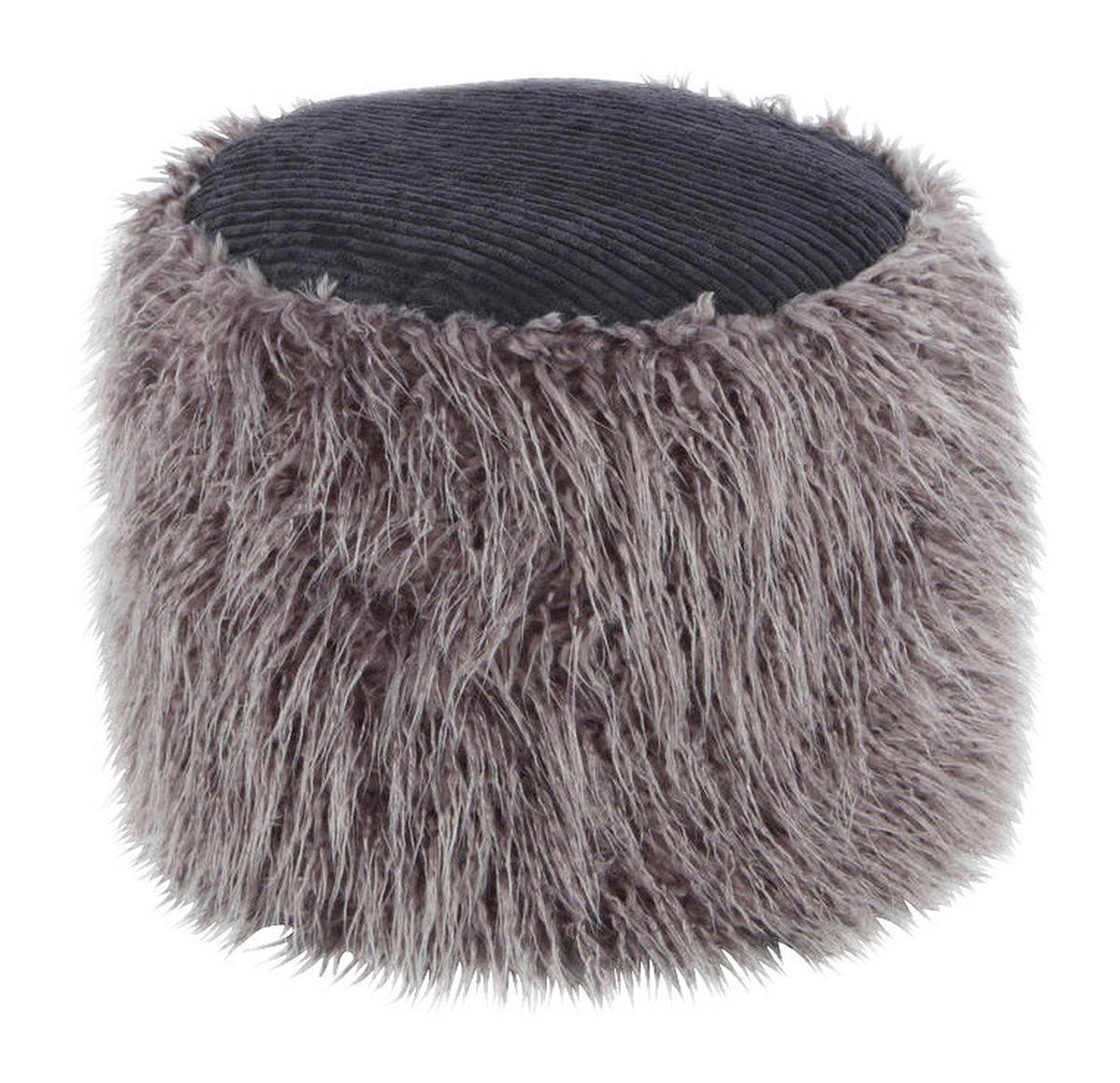 360 Living Hocker Bobtail 100 dunkelgrau schwarz Kord Kunstfell Styropor H/D: ca. 38x45 cm Bobtail 100 - schwarz/dunkelgrau (45,00/38,00cm) - 360 Living