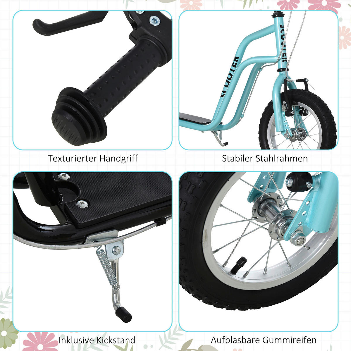 HOMCOM Kinderroller blau Kinderroller - blau (120,00/58,00/80,00cm) - HOMCOM