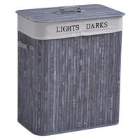 Wäschekorb mit 2 Tragegriffen grau Bambus Kunststoff B/H/L: ca. 32x63x52 cm Wäschekorb 850-020GY - grau (52,00/32,00/63,00cm) - HOMCOM