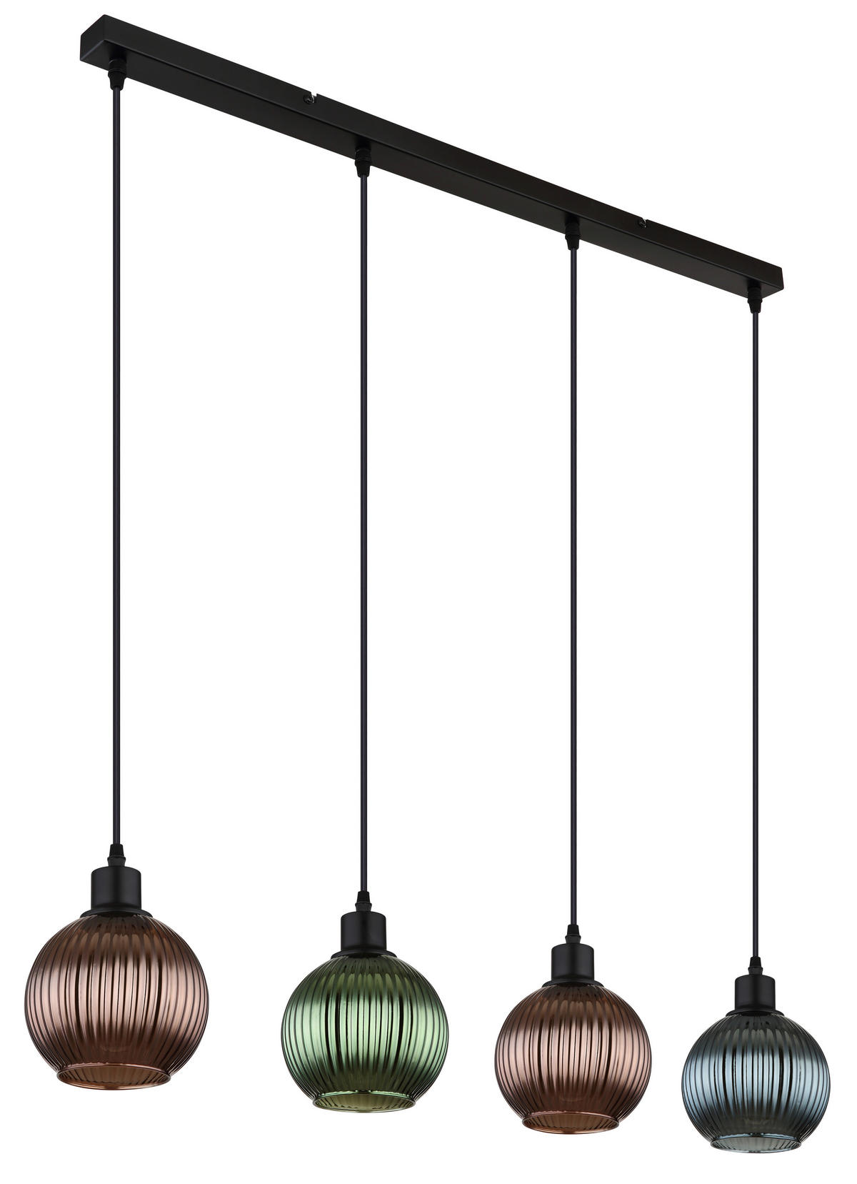 Pendelleuchte Metall Glas B/H/L: ca. 15x120x90 cm E27 4 Brennstellen Pendelleuchte_Zumba - (90,00/15,00/120,00cm)