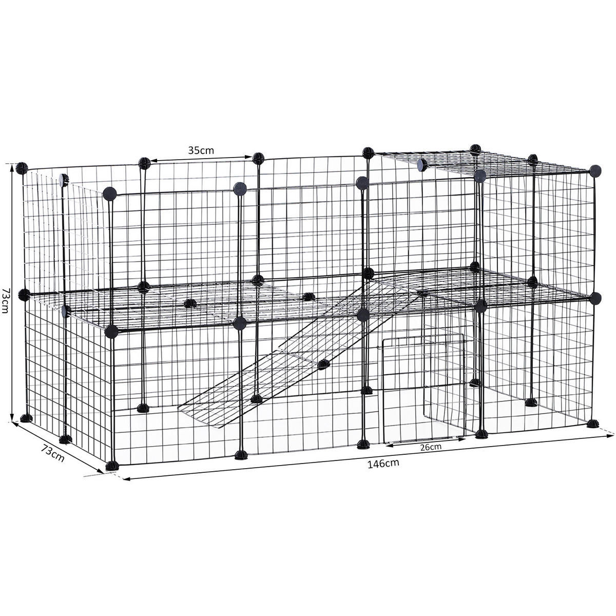 PawHut Laufgitter schwarz Metall B/H/L: ca. 73x73x146 cm Laufgitter - schwarz (146,00/73,00/73,00cm) - PawHut