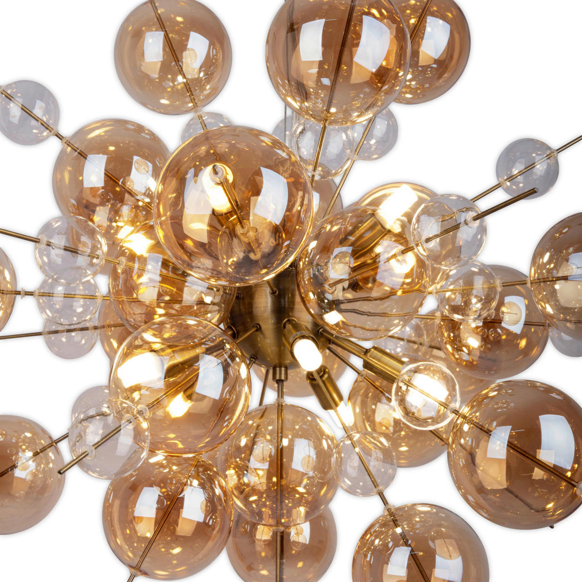 Näve Leuchten Pendelleuchte amber Glas Metall B/H/T/D: ca. 65x150x65x65 cm G9 10 Brennstellen EXPLOSION - amber (65,00/150,00/65,00cm) - Näve Leuchten