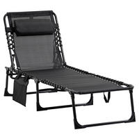 Outsunny Sonnenliege schwarz Netzstoff B/H/L: ca. 58x30x185 cm Sonnenliege - schwarz (185,00/58,00/30,00cm) - Outsunny
