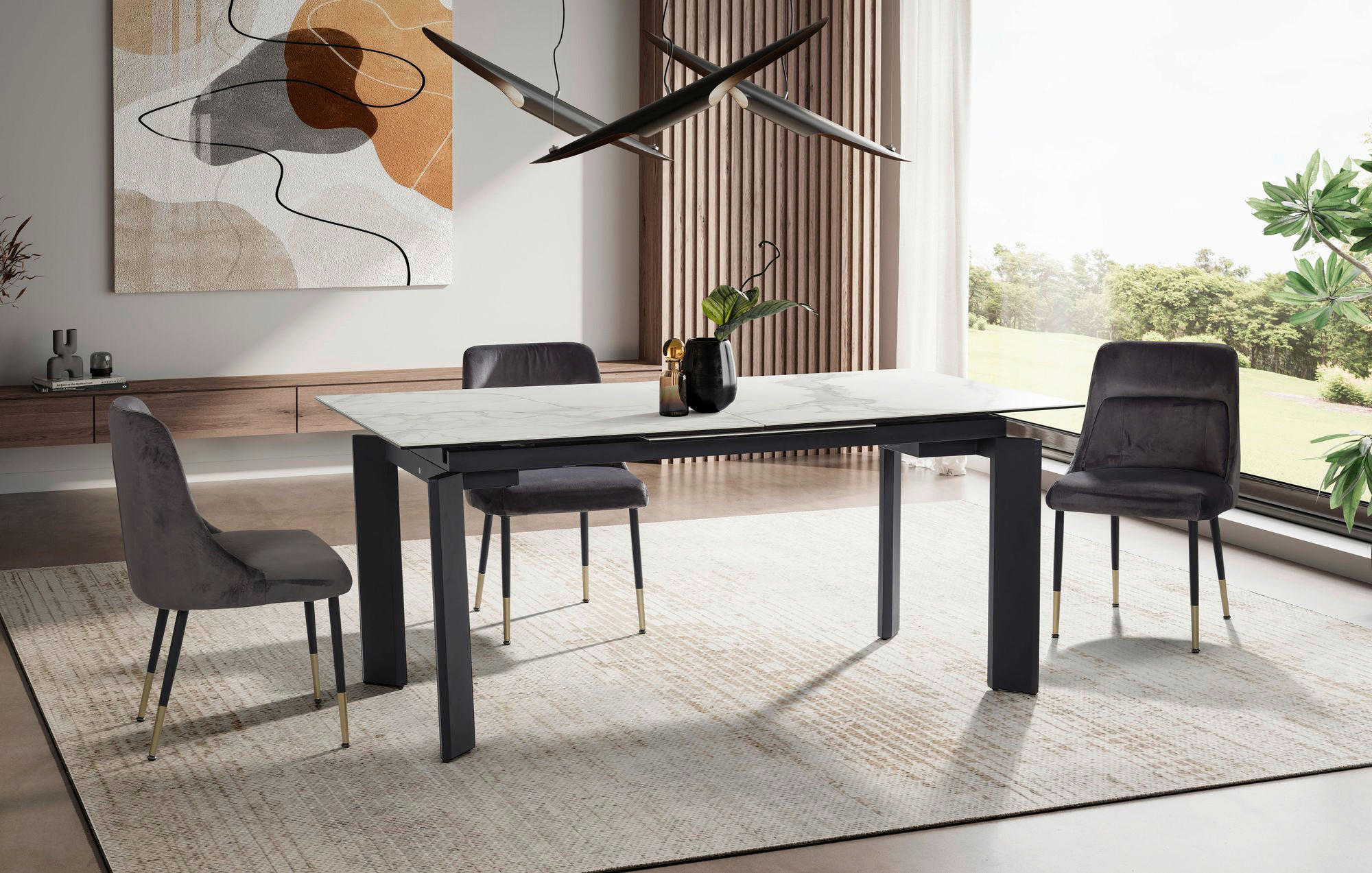 Esstisch weiß Marmor Optik B/H/T: ca. 180x77x95 cm Esstisch - weiß (180,00/77,00/95,00cm) - Wohnling