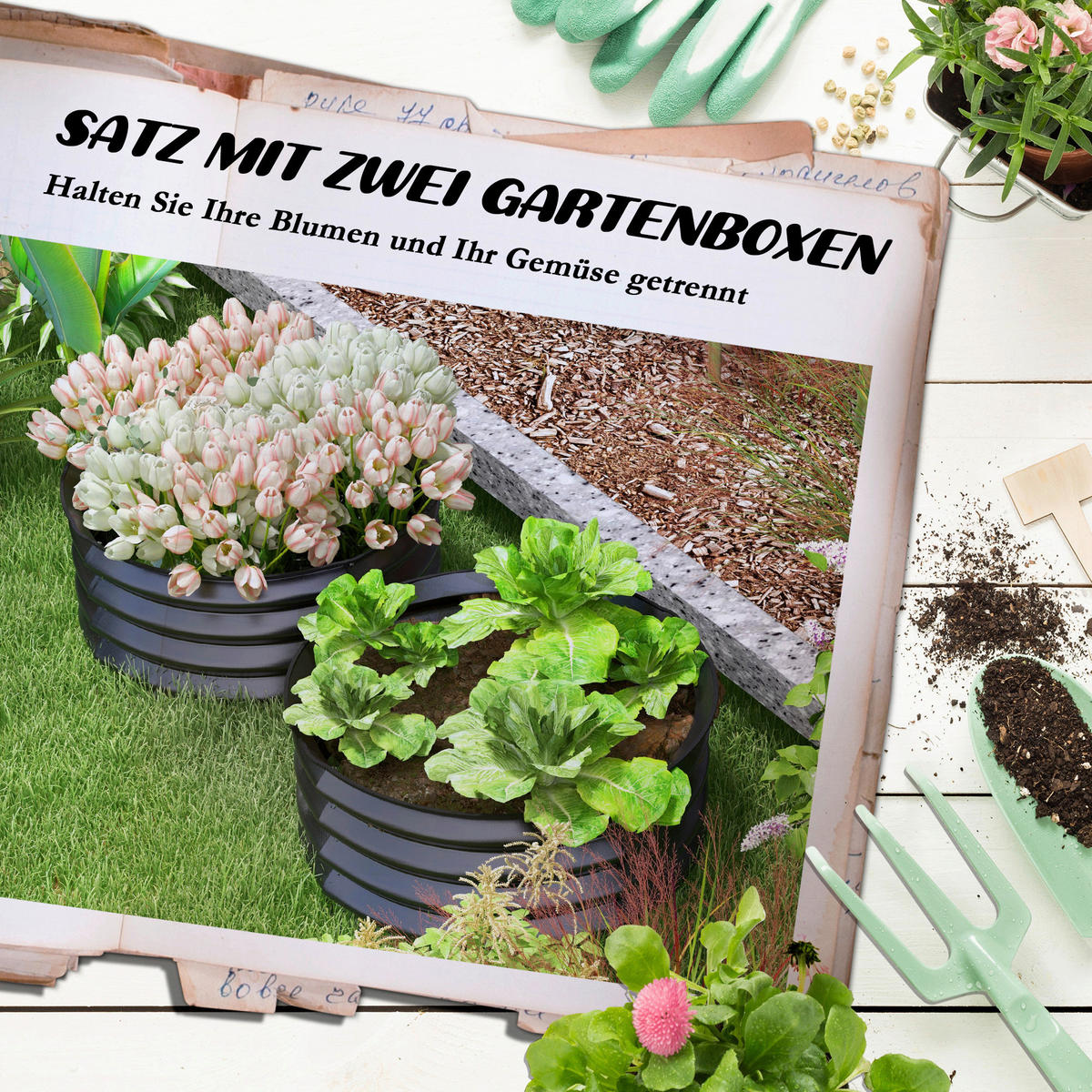 Outsunny Hochbeet 2er Set dunkelgrau Stahl B/H/L: ca. 60x30x60 cm Hochbeet 2er Set - dunkelgrau (60,00/60,00/30,00cm) - Outsunny