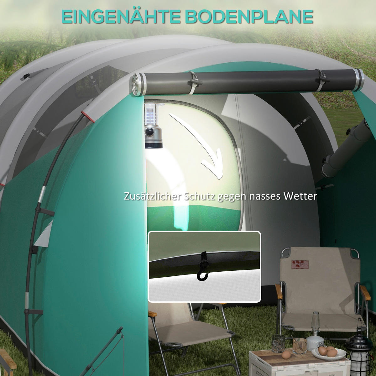 Outsunny Campingzelt B/H/L: ca. 260x190x460 cm Campingzelt - grün (460,00/260,00/190,00cm) - Outsunny