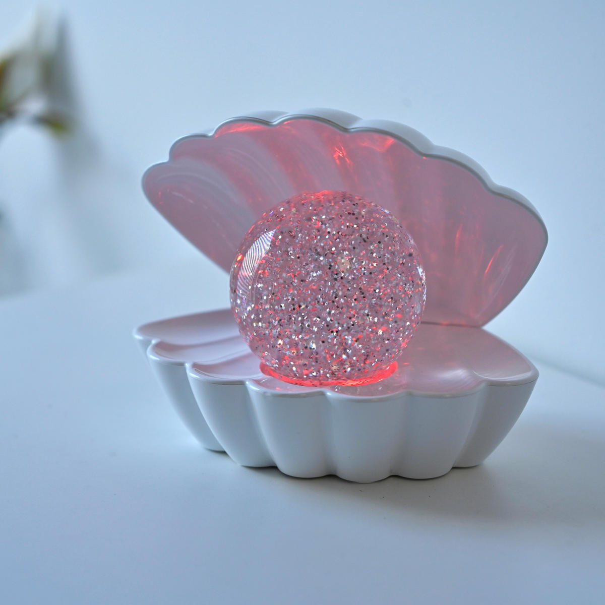 Just Light LED-Dekoleuchte weiß Kunststoff B/H/D: ca. 18x13x14,8 cm LED-Dekoleuchte_Muschel - weiß (14,80/13,00cm) - Just Light