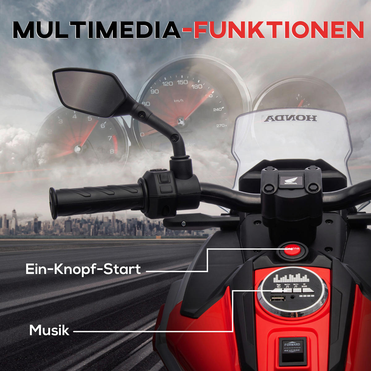 AIYAPLAY Kinder-Elektromotorrad rot B/H/L: ca. 46x75x107 cm Kinder-Elektromotorrad - rot (107,00/46,00/75,00cm) - AIYAPLAY