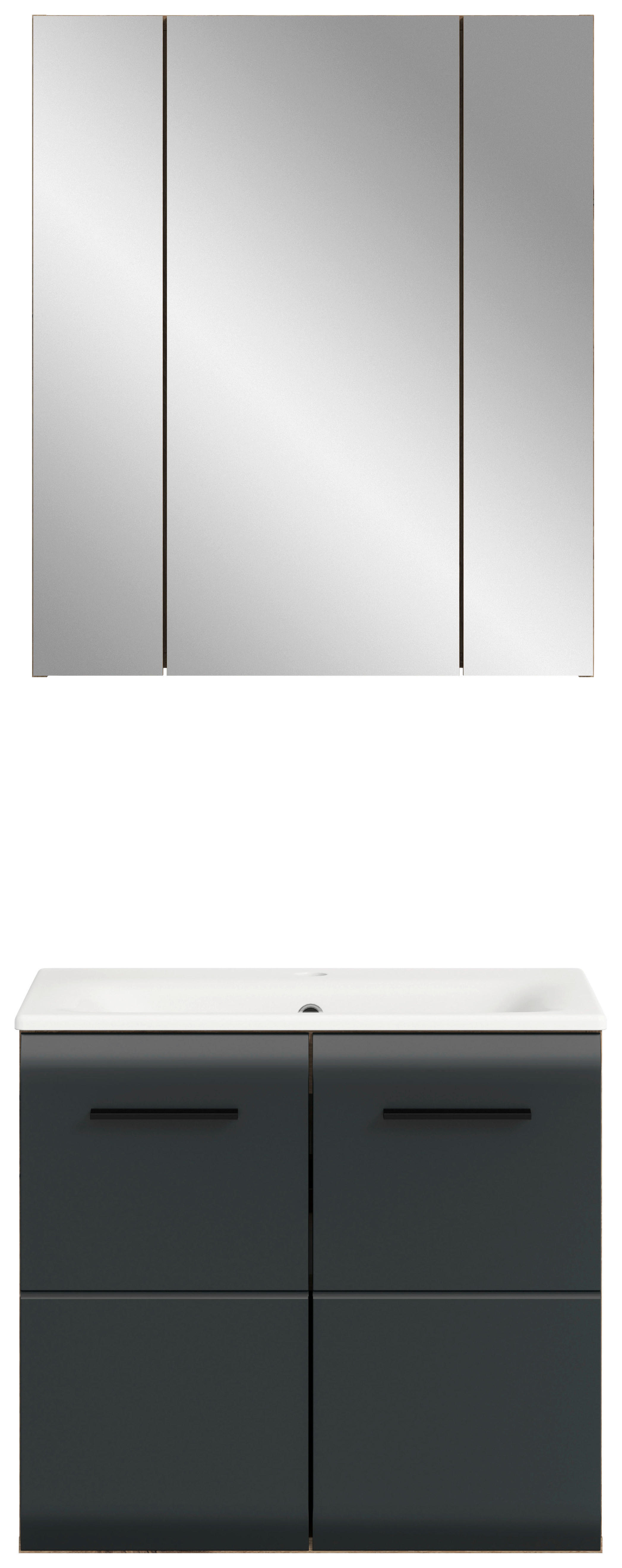 Badezimmer-Set Ice Nox Oak Nachbildung schwarz matt B/H/T: ca. 60x185x46 cm Ice - schwarz (60,00/185,00/46,00cm) - xonox.home