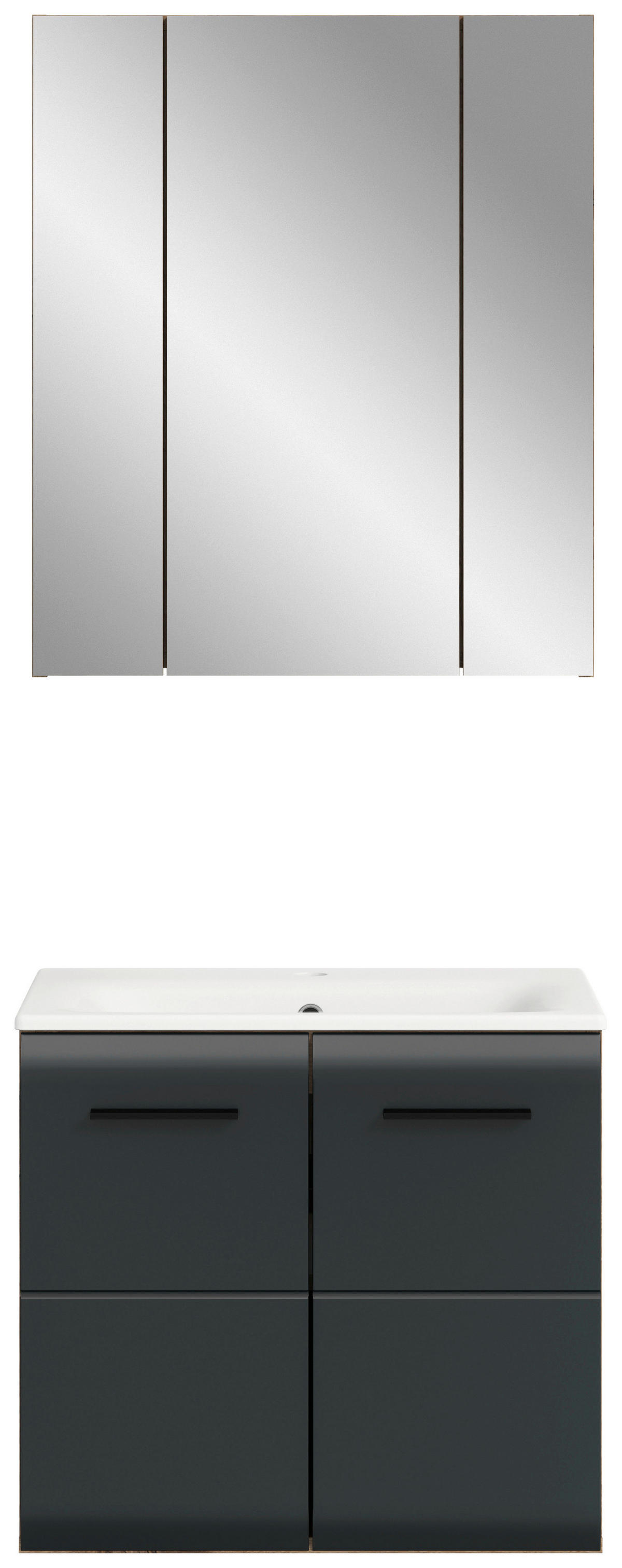 Badezimmer-Set Ice Nox Oak Nachbildung schwarz matt B/H/T: ca. 60x185x46 cm Ice - schwarz (60,00/185,00/46,00cm) - xonox.home