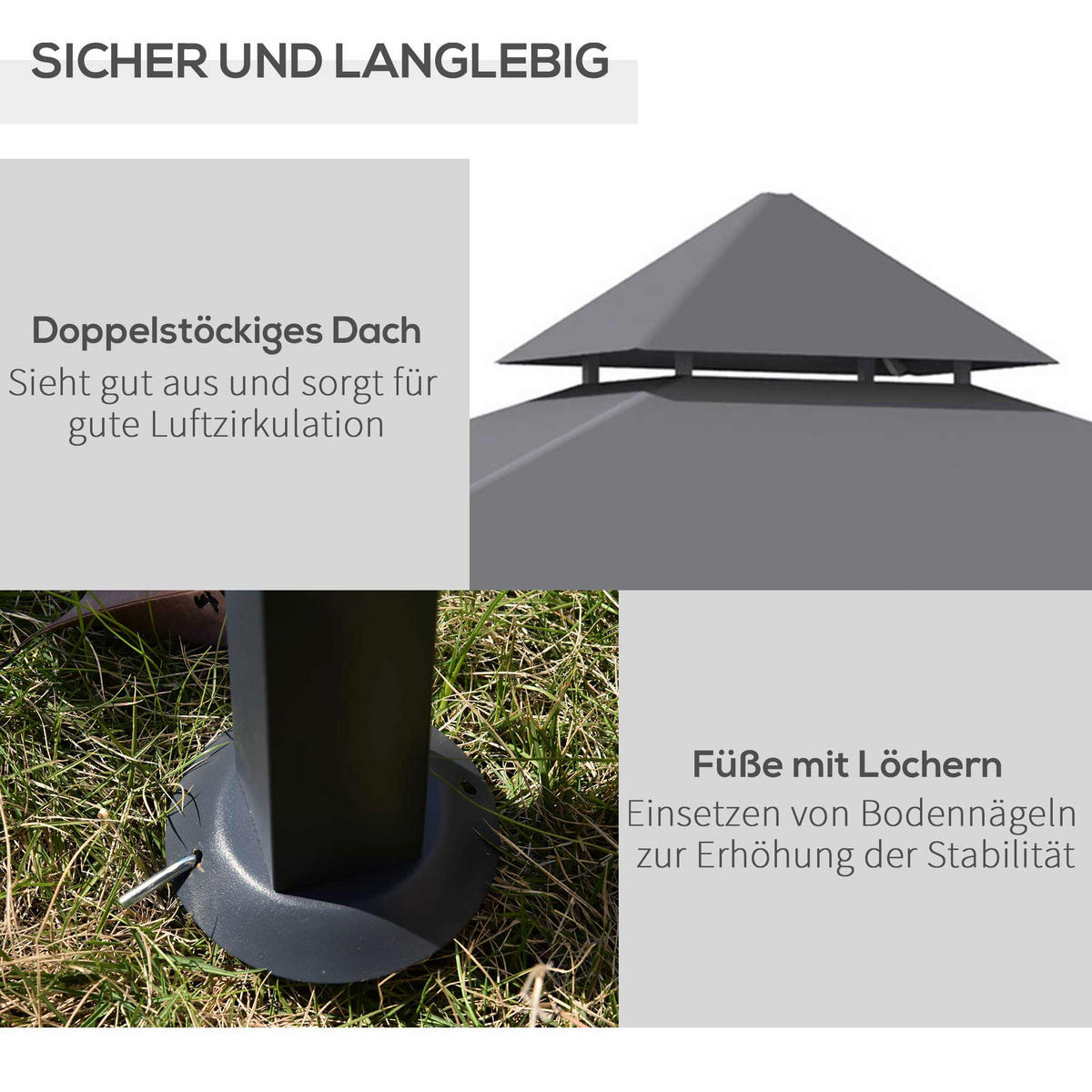 Outsunny Grillpavillon schwarz Stahl B/H/L: ca. 148x252x245 cm Grillpavillon - schwarz/grau (245,00/148,00/252,00cm) - Outsunny