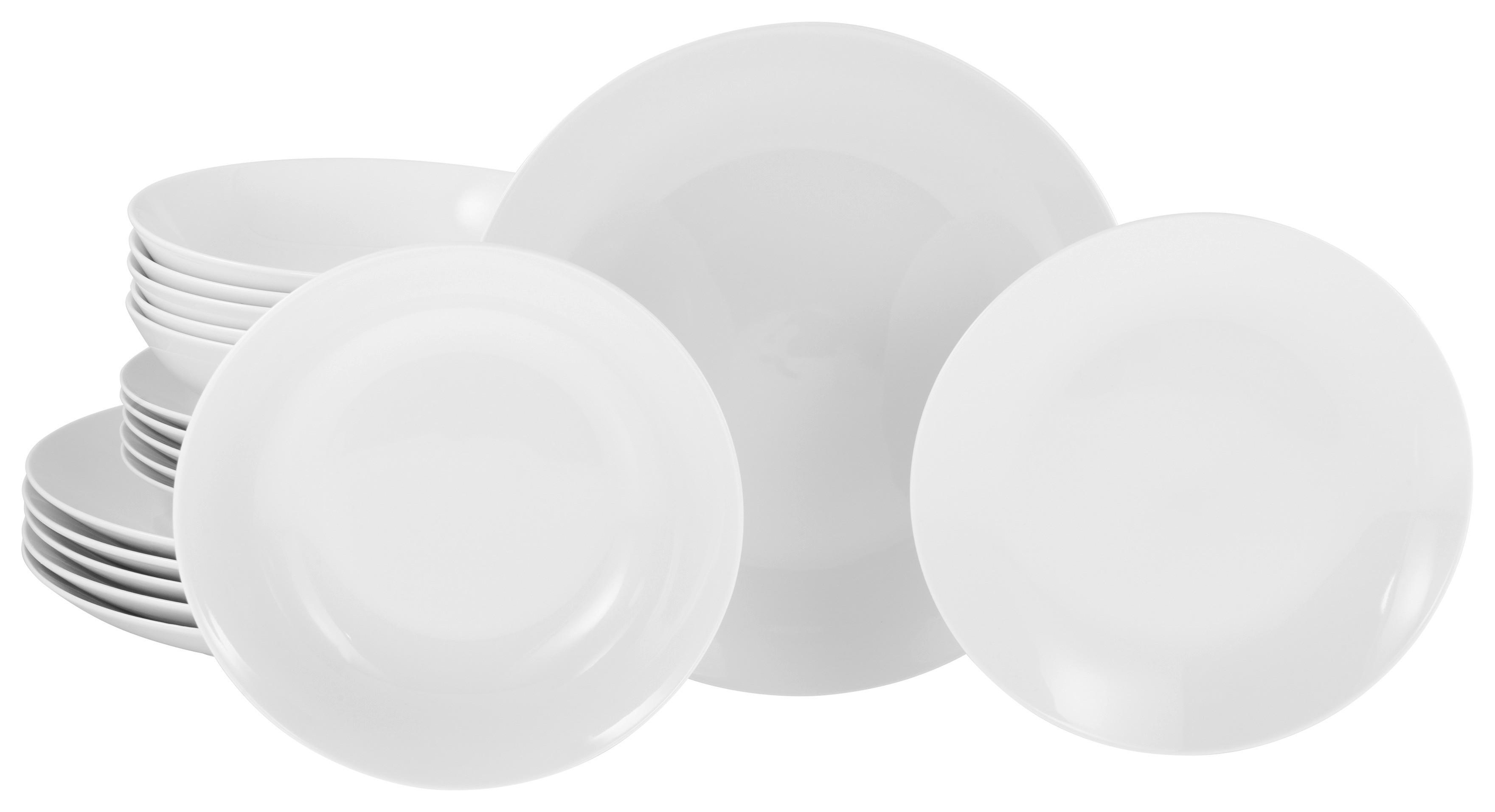 CreaTable Tafelservice Luna weiß Porzellan 18 tlg. Luna - weiß - CreaTable