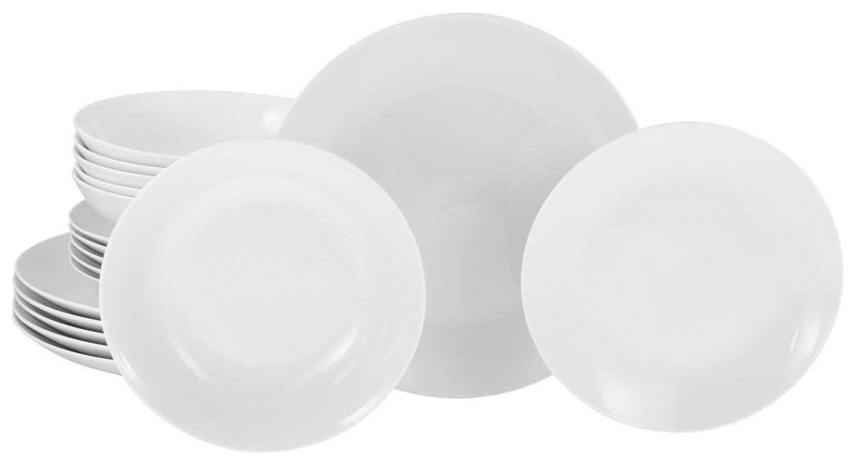 CreaTable Tafelservice Luna weiß Porzellan 18 tlg. Luna - weiß - CreaTable