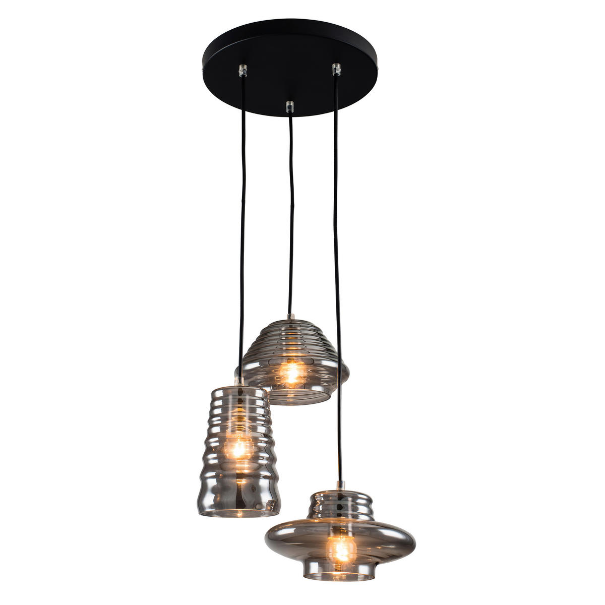 SPOT Light Pendelleuchte schwarz grau Metall Glas H/D: ca. 1050x460 cm E27 3 Brennstellen Bali - schwarz/grau (460,00/1050,00cm) - SPOT Light