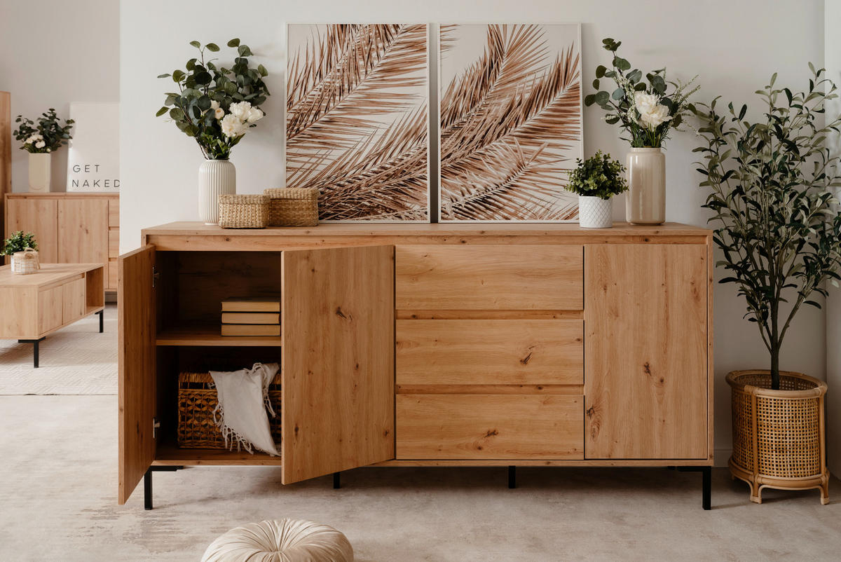 Sideboard Korsika Eiche Artisan Nachbildung B/H/T: ca. 170x87x40 cm Korsika - Eiche (170,00/87,00/40,00cm)