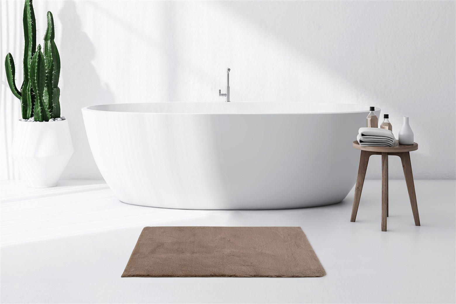 Kayoom Kurzflorteppich Badematte Rabbit Light 225 sand B/H/L: ca. 65x2,4x100 cm Badematte Rabbit Light 225 - sand (100,00/65,00/2,40cm) - Kayoom