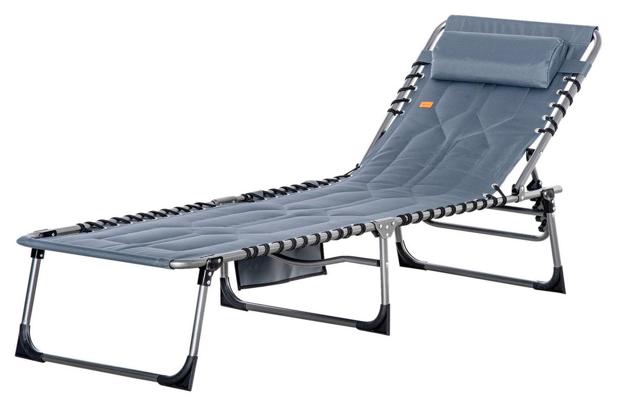 Outsunny Sonnenliege grau Stahl B/H/L: ca. 57x30x188 cm Sonnenliege - grau (188,00/57,00/30,00cm) - Outsunny