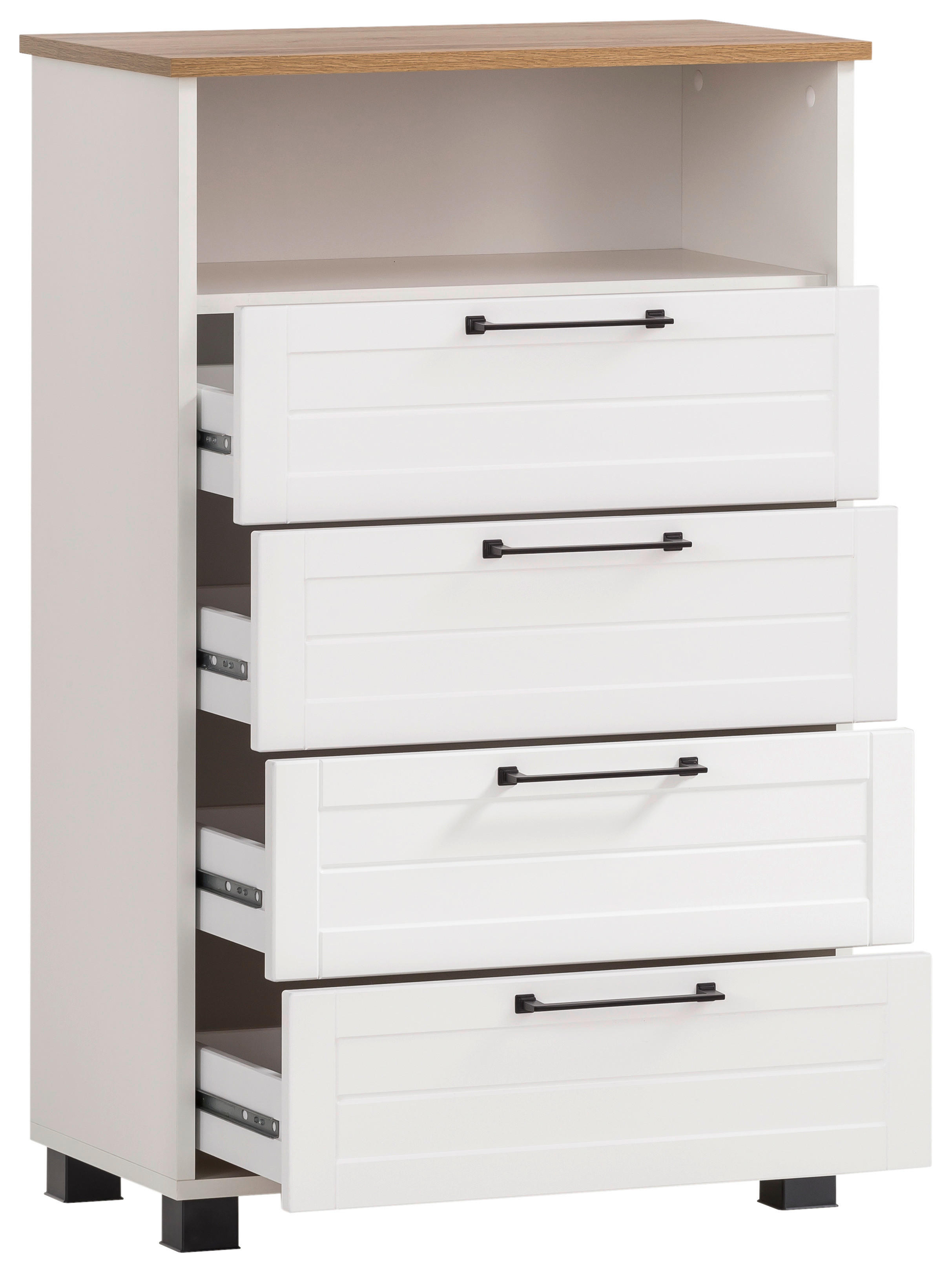 Midischrank Jelda weiß matt Eiche Landhaus Nachbildung B/H/T: ca. 62,4x102x34,1 cm Jelda - Eiche/weiß (62,40/102,00/34,10cm) - Möbelpartner
