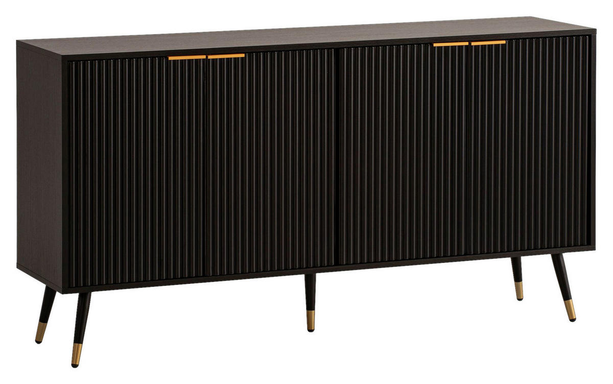 Sideboard schwarz B/H/T: ca. 150x81x39 cm Sideboard - schwarz (150,00/81,00/39,00cm) - Wohnling