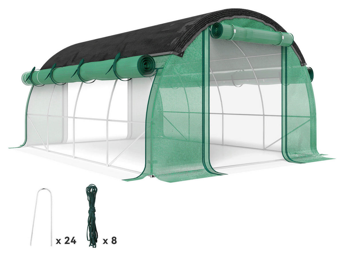 Outsunny Folientunnel B/H/L: ca. 300x198x400 cm Folientunnel - grün (400,00/300,00/198,00cm) - Outsunny