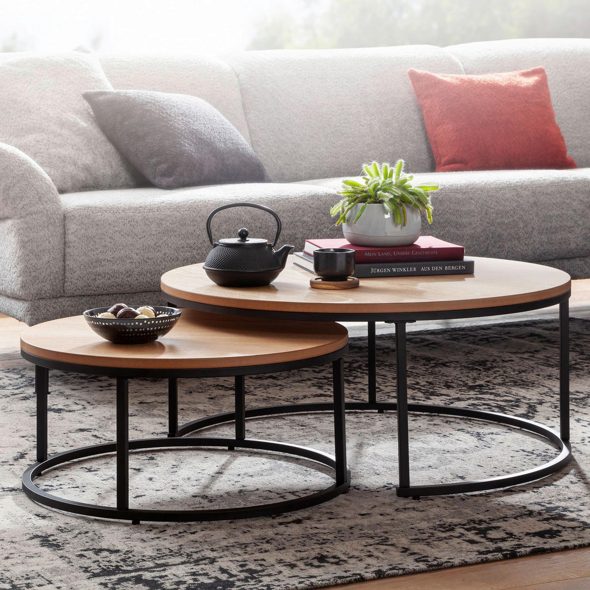 Couchtisch 2er-Set. braun B/H/T: ca. 80x36x80 cm 2er-Set. - braun (80,00/36,00/80,00cm) - Wohnling