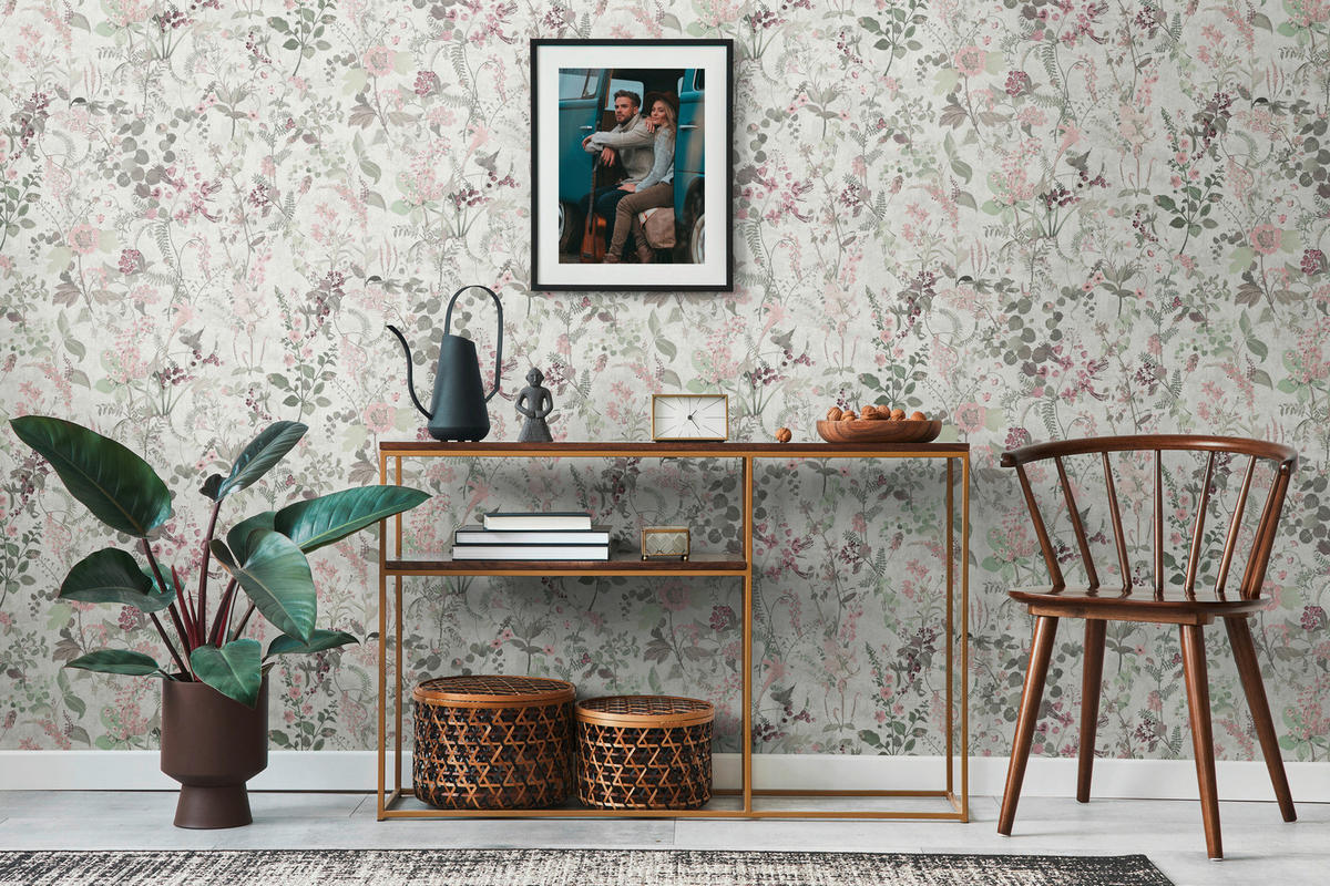 A.S.Création Vliestapete lila grün weiß B/H/D: ca. 53x1005x8,5 cm Vliestapete - lila/weiß (8,50/1005,00cm) - A.S.Creation