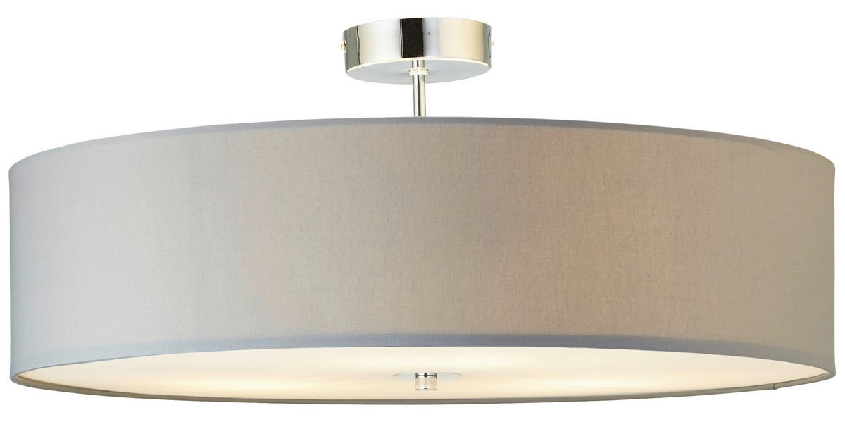 Brilliant Deckenleuchte Andria 93522/22 hellgrau Chrom Textil Metall H/D: ca. 26,5x60 cm E27 3 Brennstellen Andria - hellgrau/Chrom (60,00/26,50cm) - Brilliant