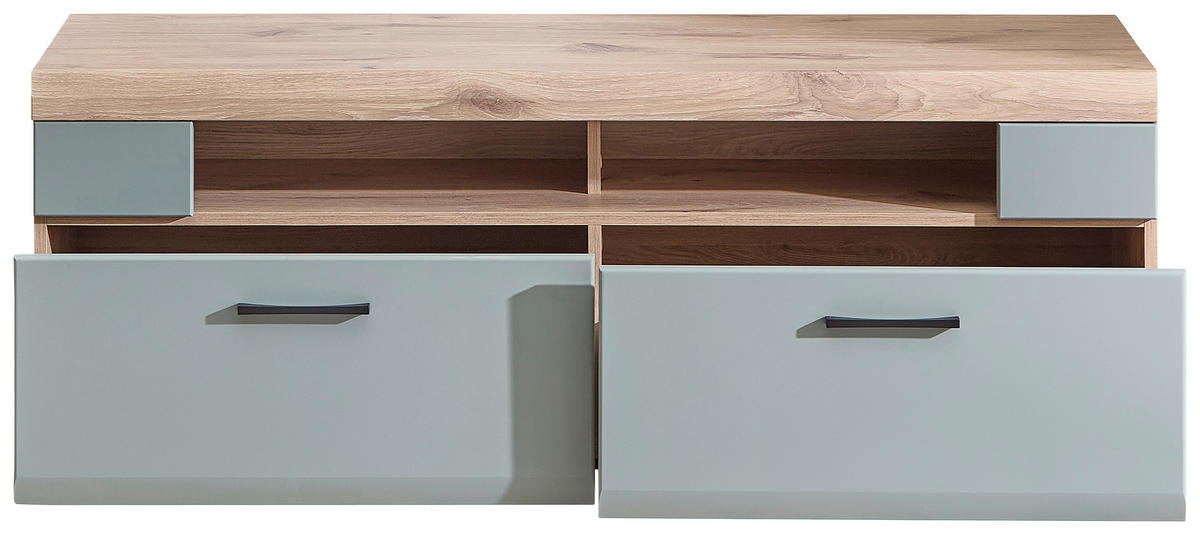 Lowboard Fun Plus 2 salbei Oak Eiche Viking Nachbildung B/H/T: ca. 140x51x47 cm Fun Plus 2 - Oak/salbei (140,00/51,00/47,00cm)