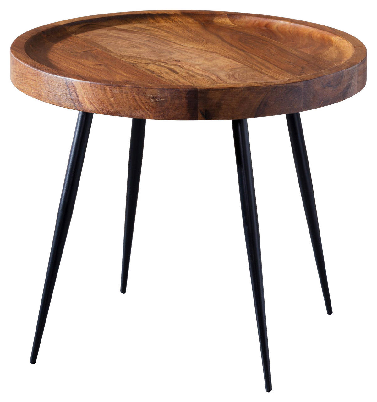 Beistelltisch natur schwarz lackiert Echtholz Eisen B/H/T: ca. 46x40x46 cm Beistelltisch - natur/schwarz (46,00/40,00/46,00cm) - Wohnling