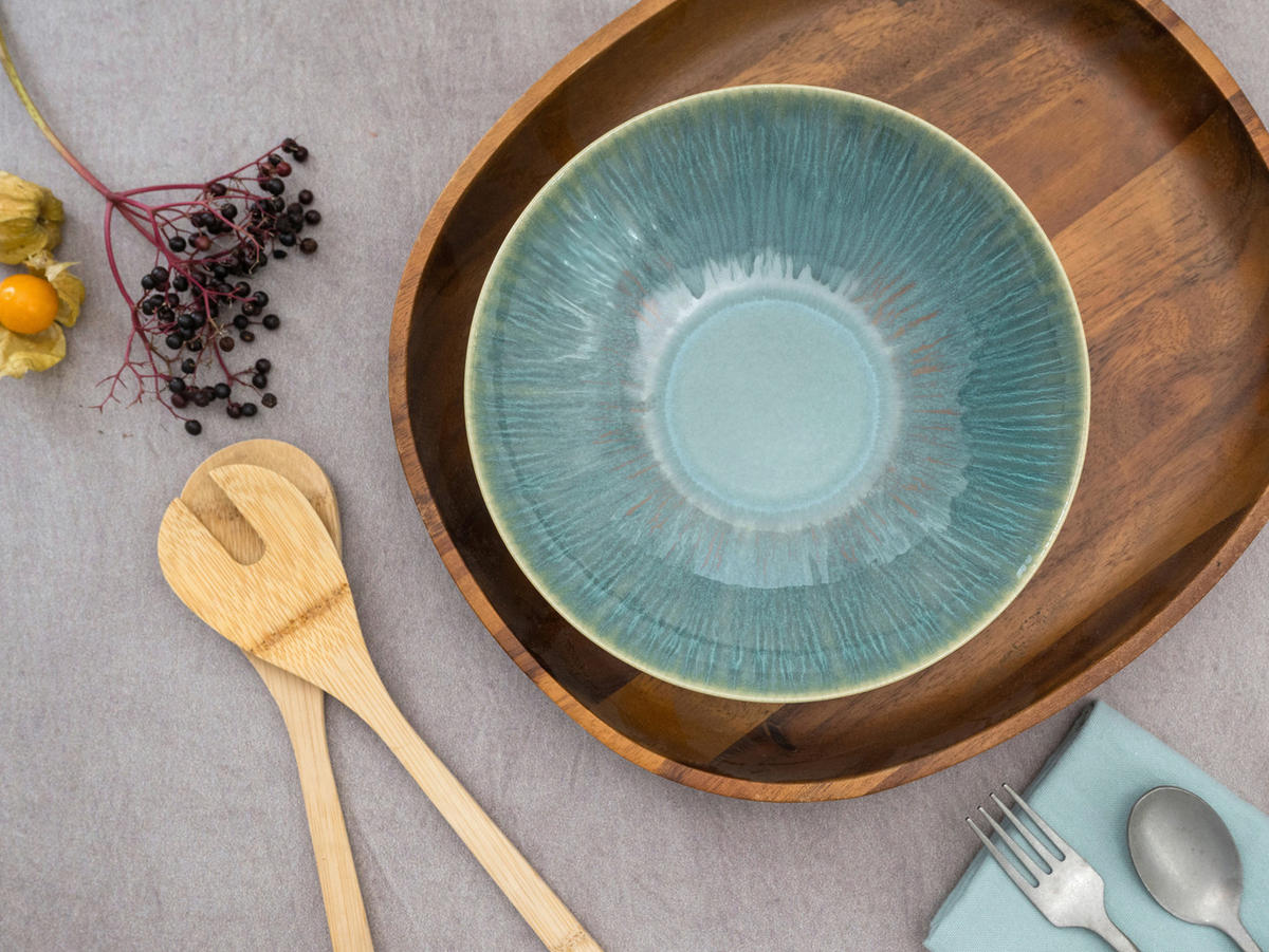CreaTable Salatschüssel-Set Sea Breeze grün Steinzeug Sea Breeze - grün - CreaTable