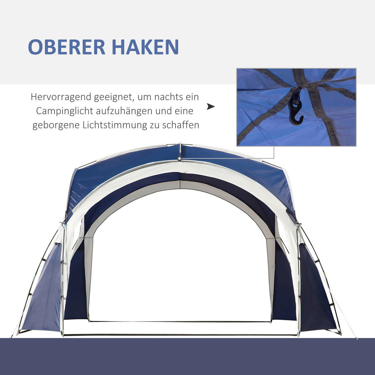 Outsunny Campingartikel B/H/L: ca. 350x350x222 cm Campingzelt - blau (222,00/350,00/350,00cm) - Outsunny
