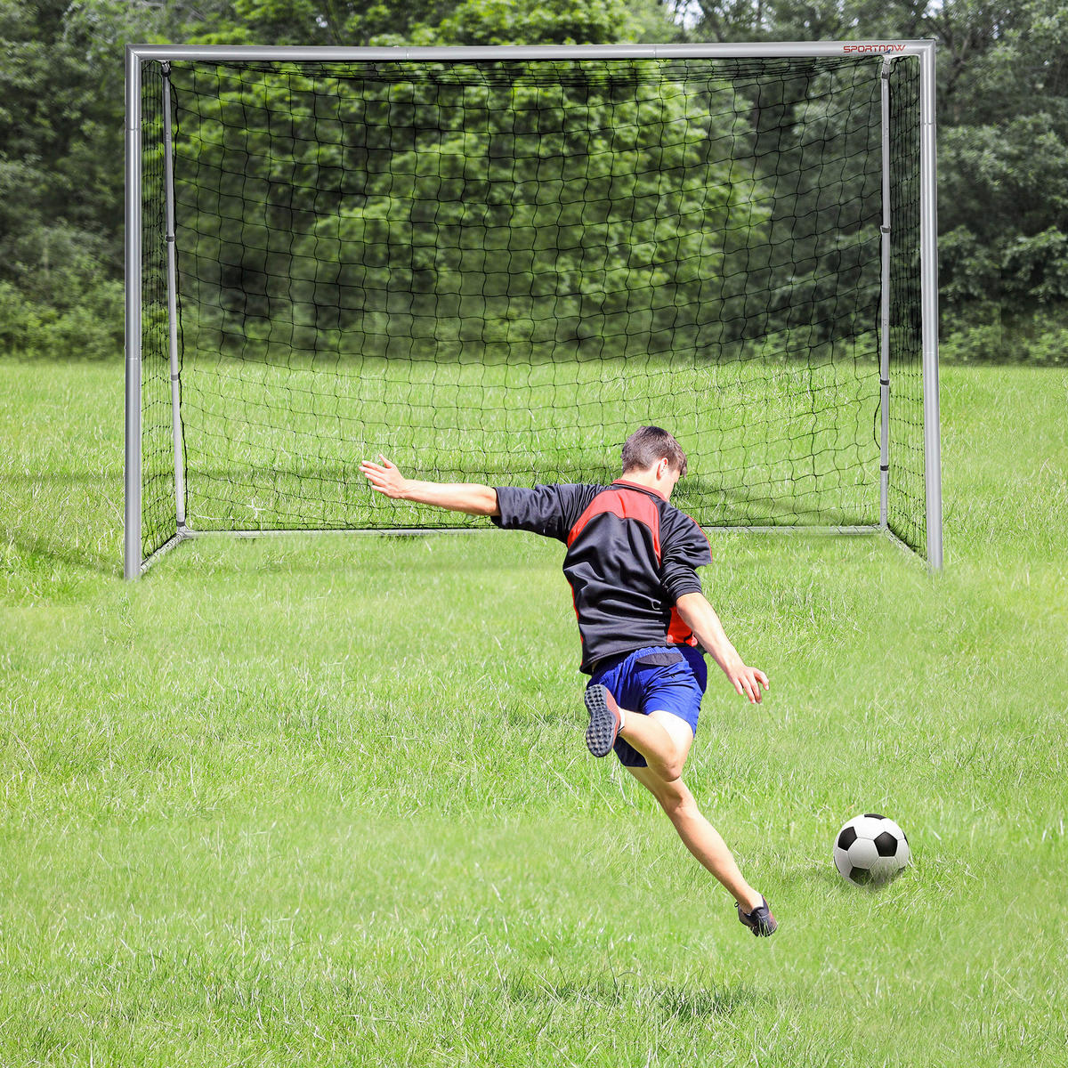 SPORTNOW Fußballtor grau Polyethylen B/H/L: ca. 120x200x300 cm Fußballtor - grau (300,00/120,00/200,00cm) - SPORTNOW