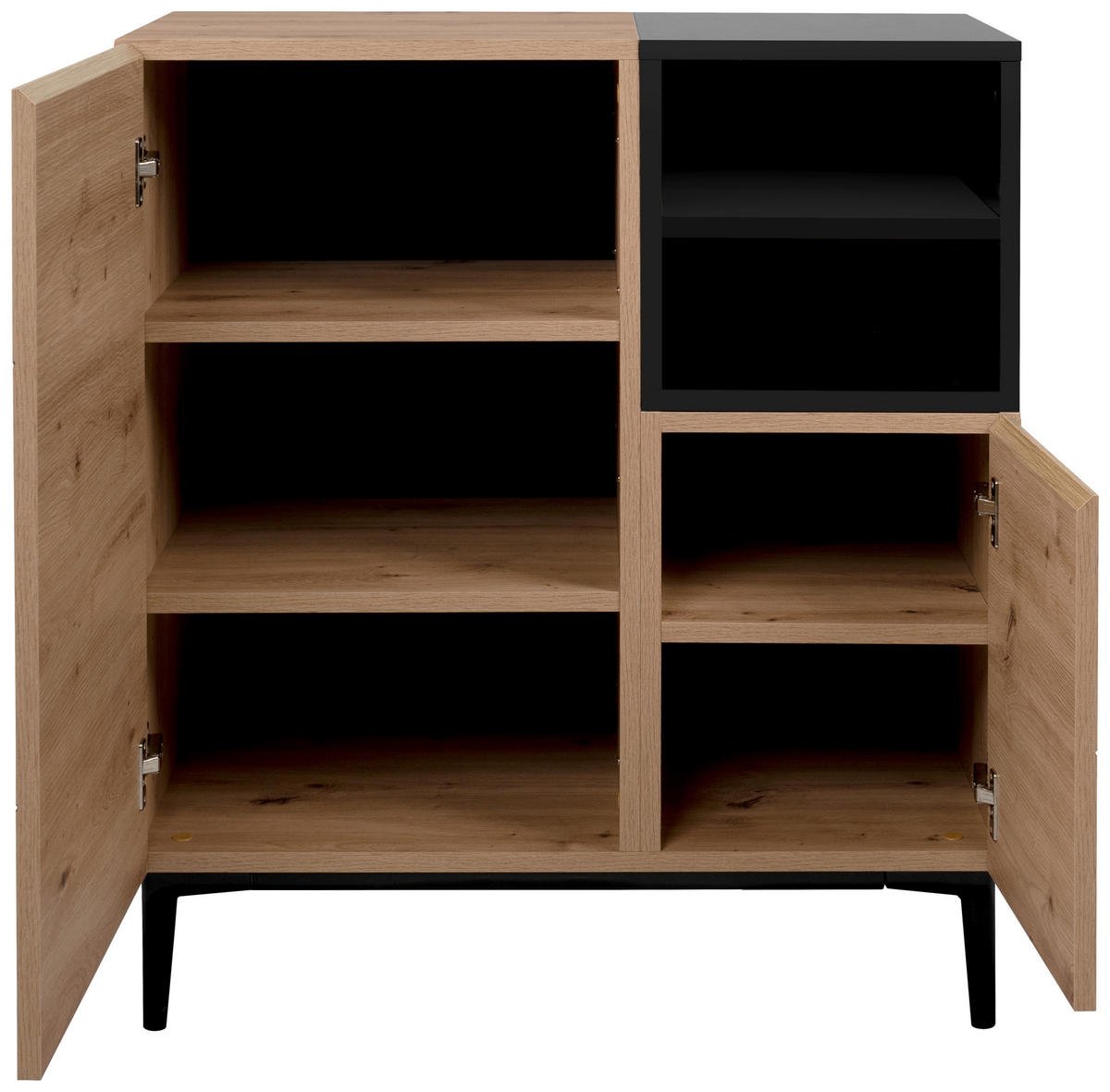 Kommode Nola Eiche Artisan Nachbildung schwarz B/H/T: ca. 80x90x42 cm Nola - Eiche/schwarz (80,00/90,00/42,00cm)