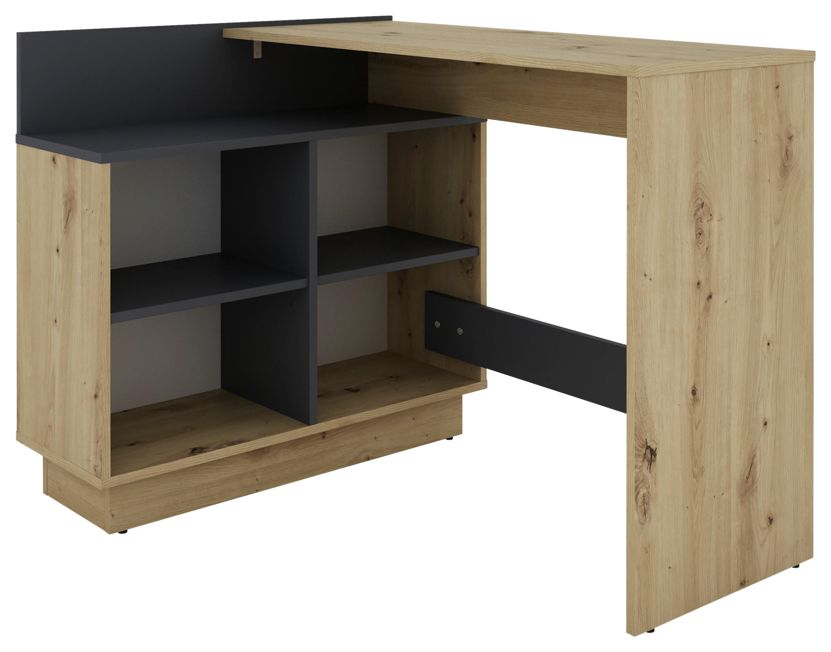 Eckschreibtisch BERNI Eiche Graphit B/H/T: ca. 112x77,5x80 cm BERNI - Eiche/Graphit (112,00/77,50/80,00cm) - byLIVING