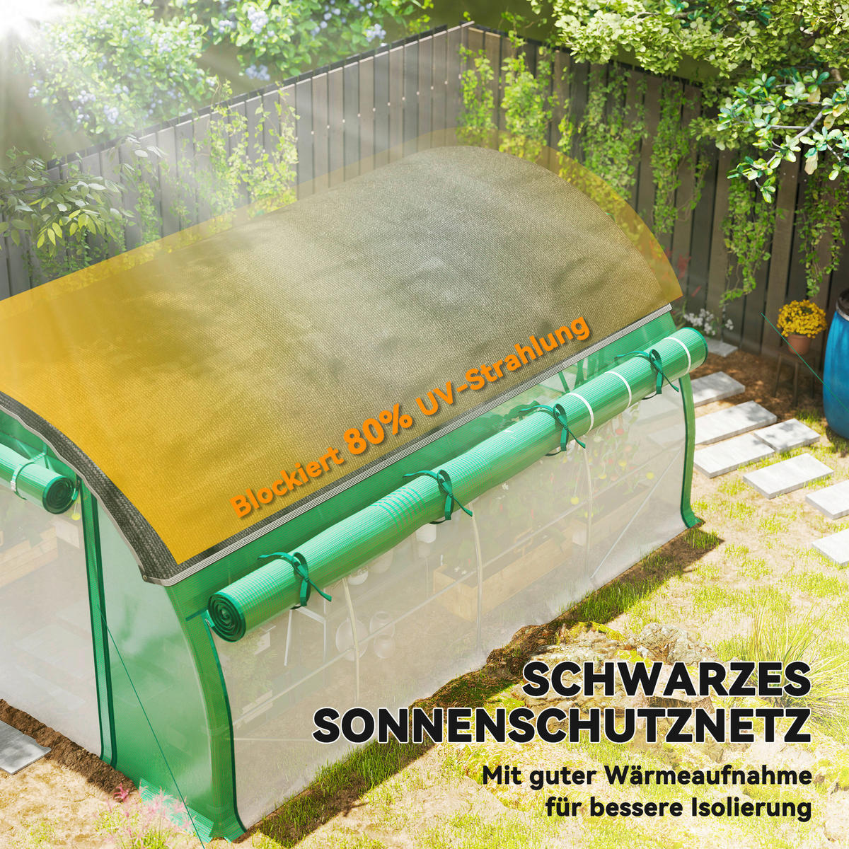 Outsunny Folientunnel B/H/L: ca. 300x198x400 cm Folientunnel - grün (400,00/300,00/198,00cm) - Outsunny
