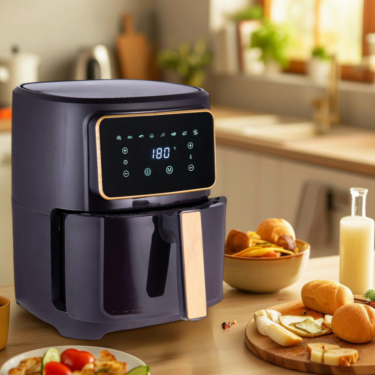 BERGNER Heißluftfritteuse BG-51186-GY OLIVAR - schwarz (29,00/35,00/27,00cm) - BERGNER