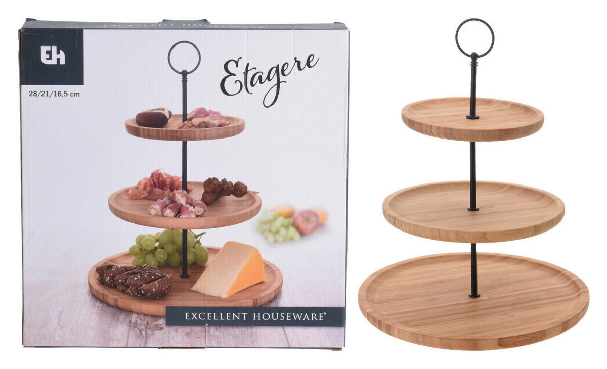 Etagere schwarz Bambus Etagere_3_Lagen - natur/schwarz