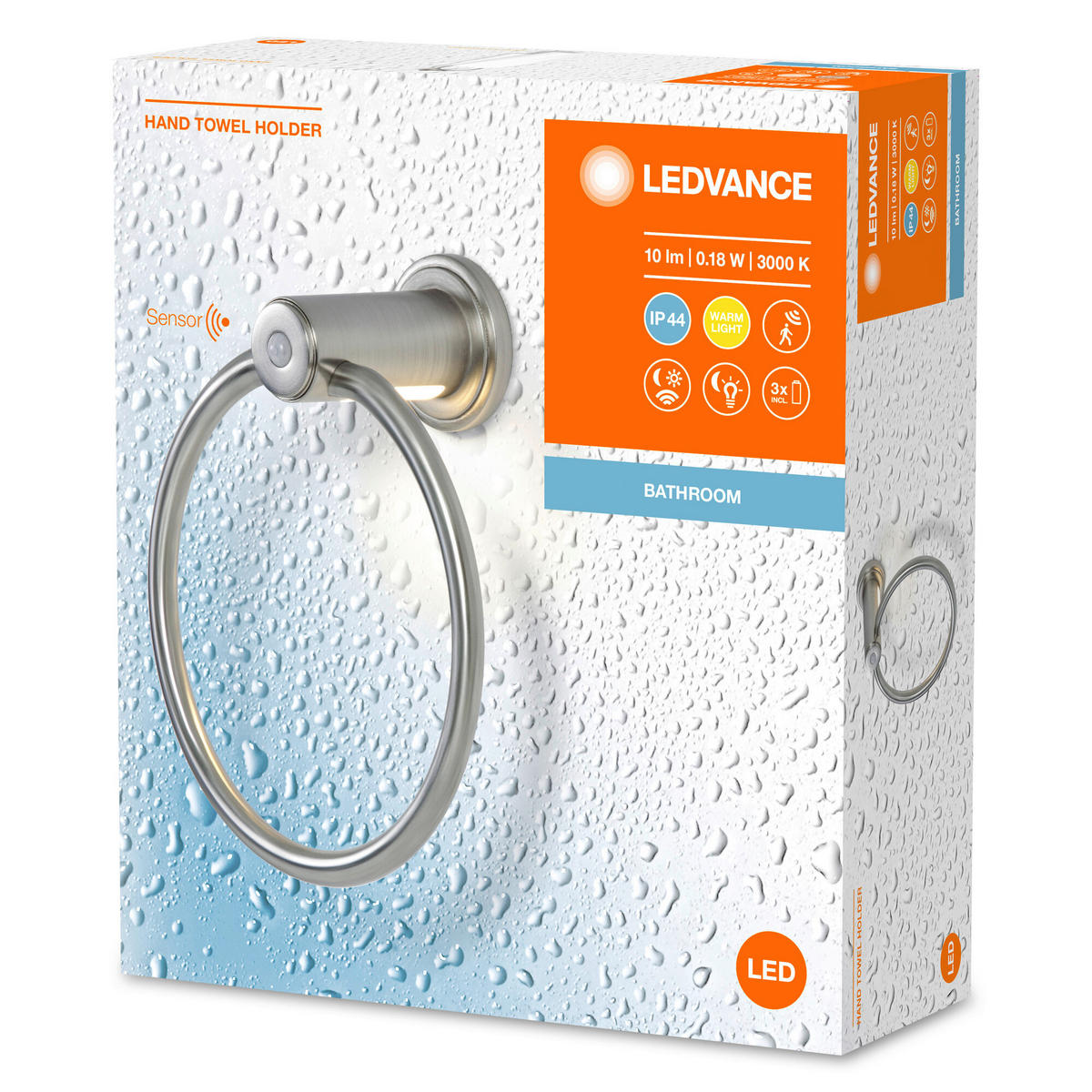 LED-Handtuchhalter silber Kunststoff B/T/L: ca. 22,3x11x19 cm LED-Handtuchhalter - silber (22,30/19,00cm) - LEDVANCE