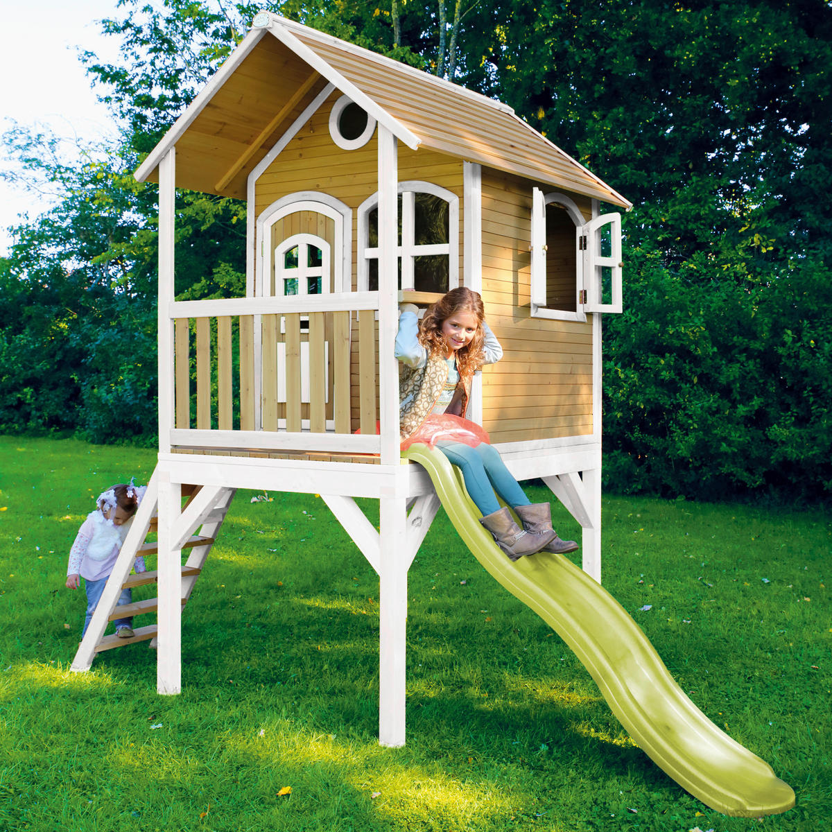 AXI Spielhaus Laura weiß B/H/L: ca. 318x272x191 cm Laura - braun/weiß (191,00/318,00/272,00cm) - AXI