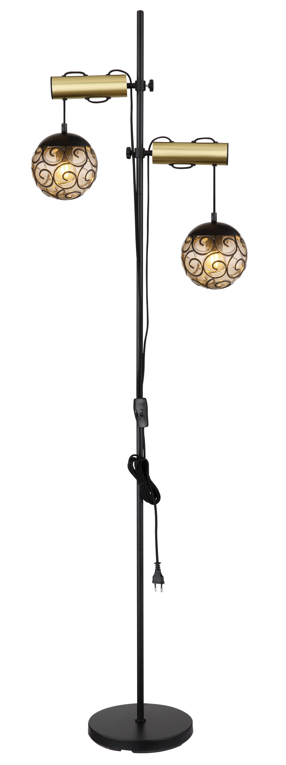 GLOBO Stehleuchte Rauch Metall Kunststoff B/H/T: ca. 51x168x25 cm E27 2 Brennstellen Stehleuchte_Fitz - Rauch (51,00/168,00/25,00cm) - GLOBO