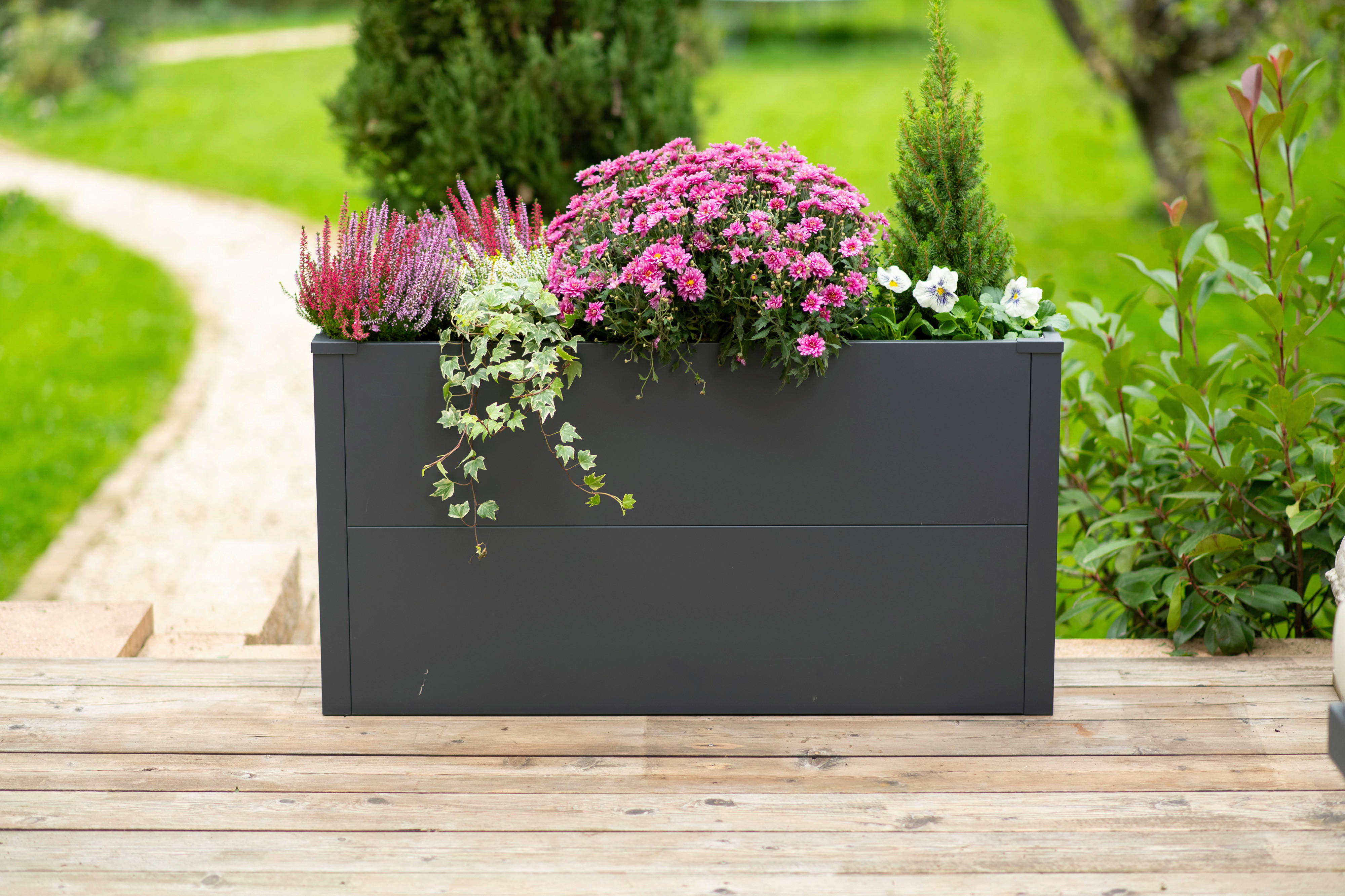 Westmann Pflanzkasten Talus anthrazit Metall B/H/L: ca. 100x52x25 cm Talus - anthrazit (25,00/100,00/52,00cm) - Westmann
