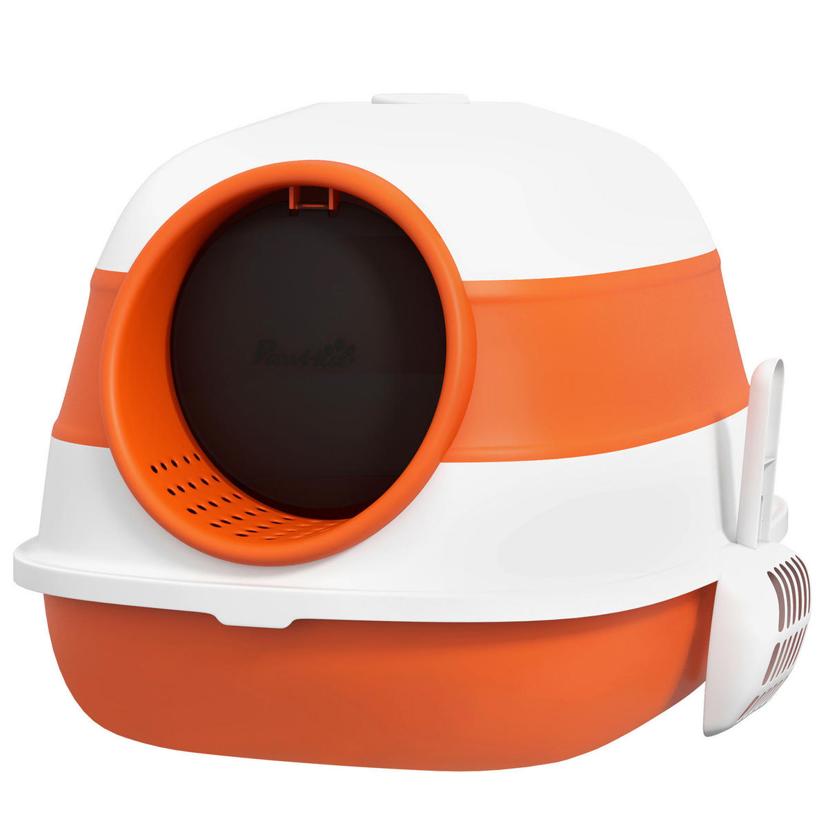 PawHut Katzentoilette weiß Kunststoff B/H/L: ca. 41x38x52 cm Katzentoilette - orange/weiß (52,00/41,00/38,00cm) - PawHut