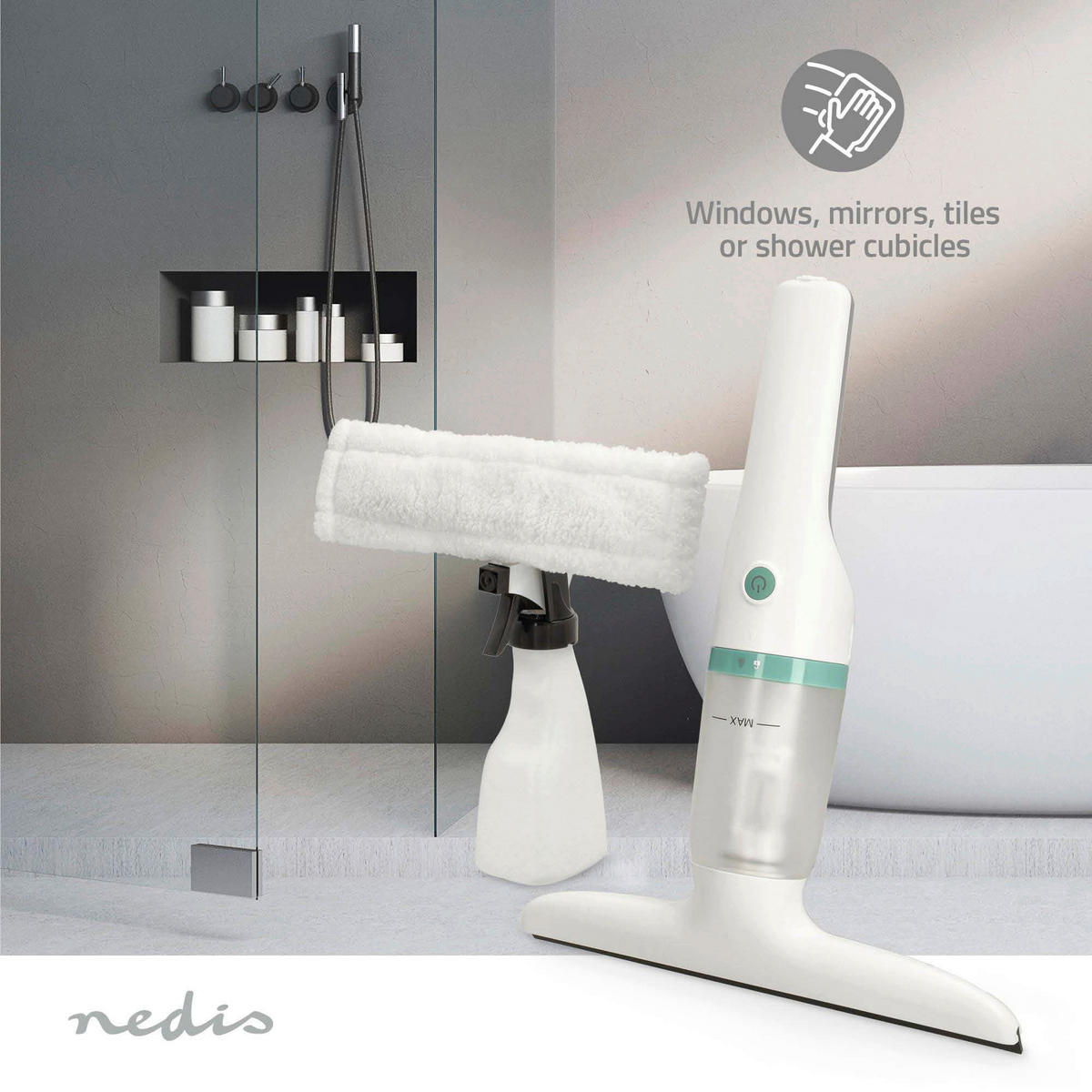 Nedis Akku-Fenstersauger grün weiß Kunststoff B/H/L: ca. 8,7x30,9x22,5 cm Akku-Fenstersauger_Nedis - weiß/grün (22,50/8,70/30,90cm) - Nedis