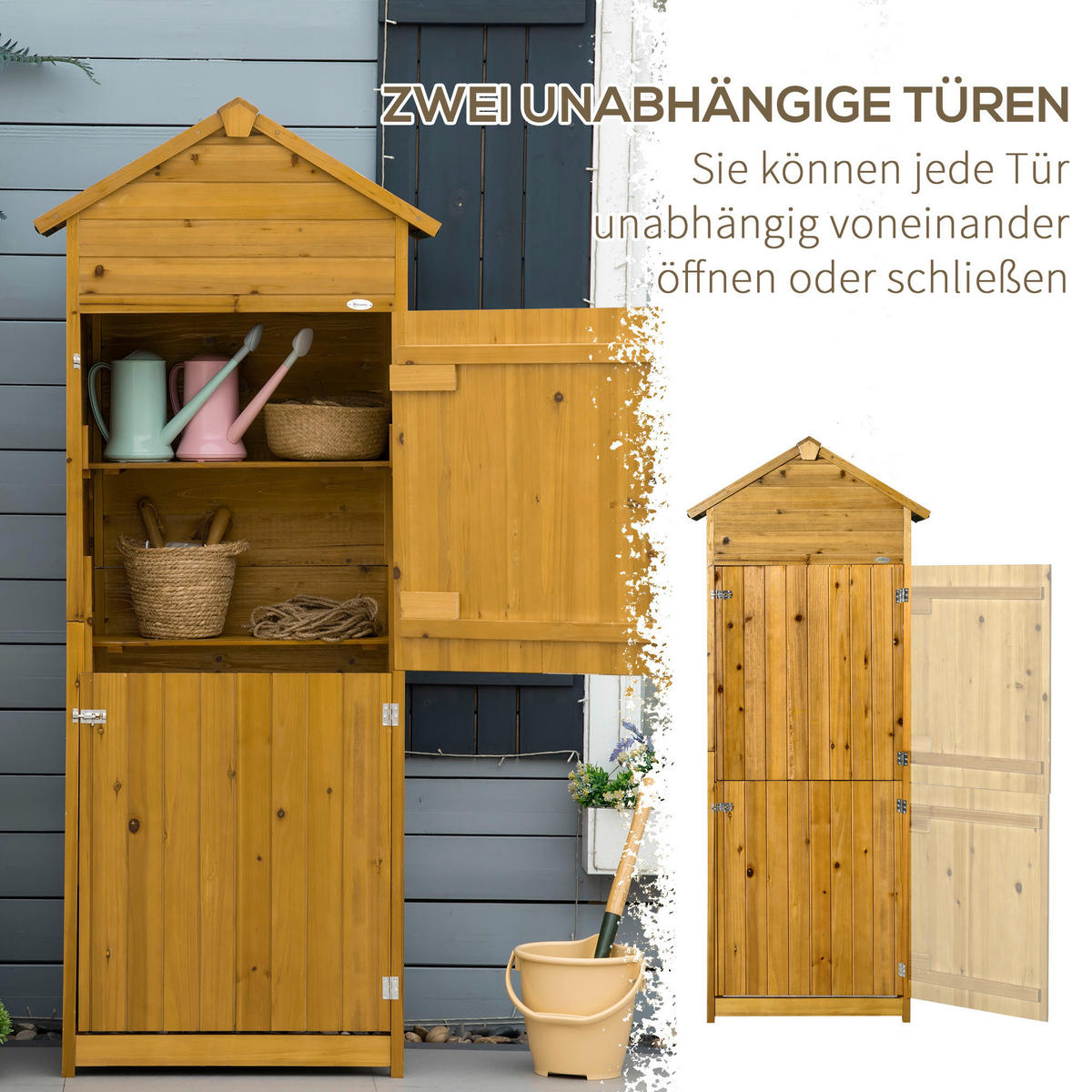 Outsunny Gartenhaus natur B/H/L: ca. 49x191,5x79 cm Gartenhaus - natur (79,00/49,00/191,50cm) - Outsunny