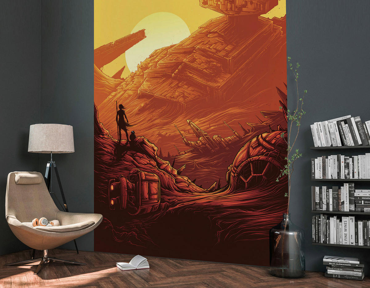 Komar Fototapete Star Wars Jakku Star Destroyer orange B/H: ca. 200x280 cm Star Wars Jakku Star Destroyer - orange (200,00/280,00cm) - Komar